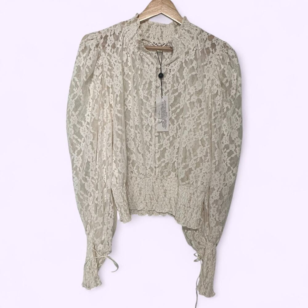 NWTs For Love and Lemons Victoria Secret Violeta White Lace Top (L) - Picture 4 of 16